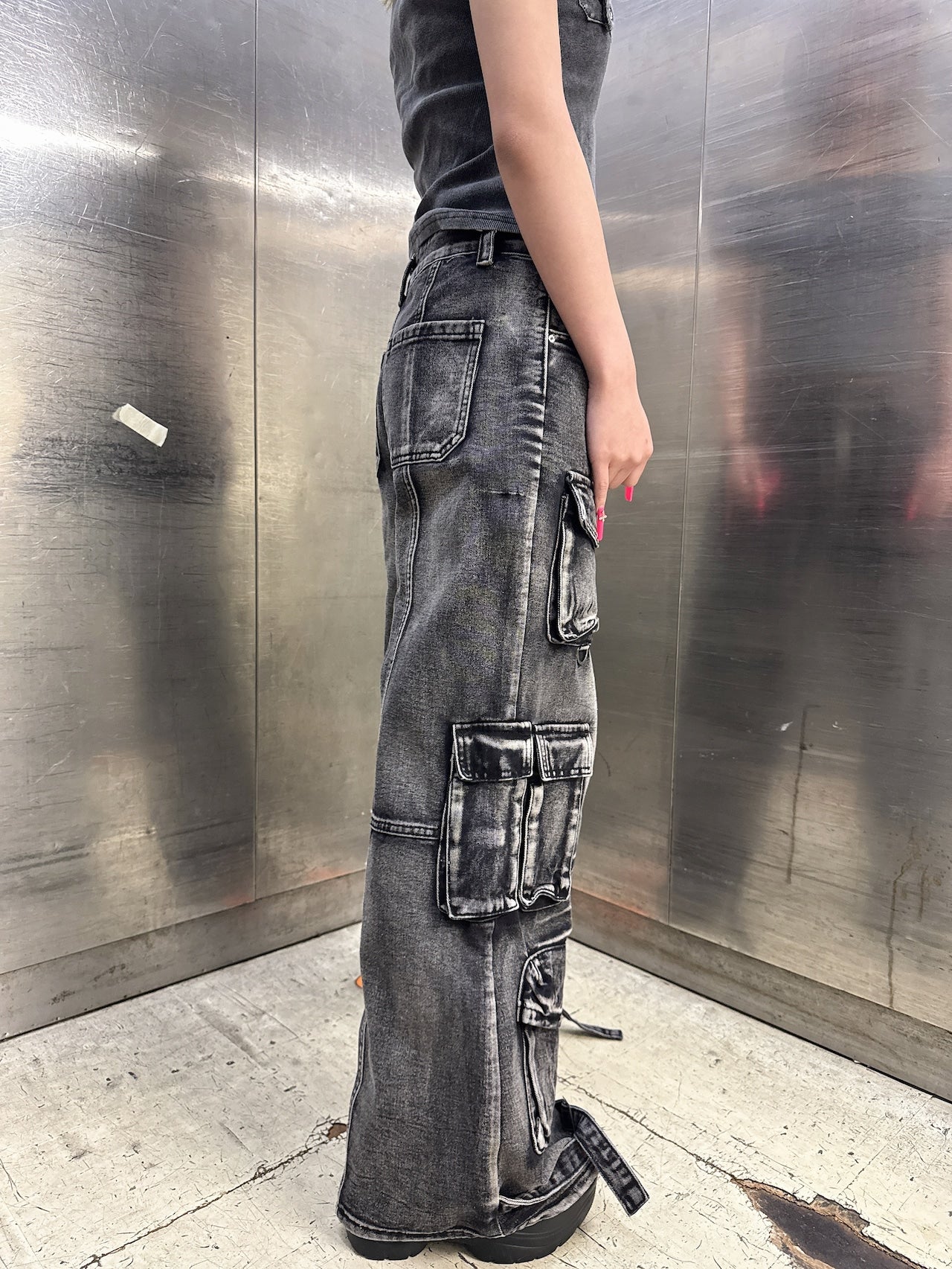 ウォッシュデニムカーゴパンツ サブカル サブスト グランジ