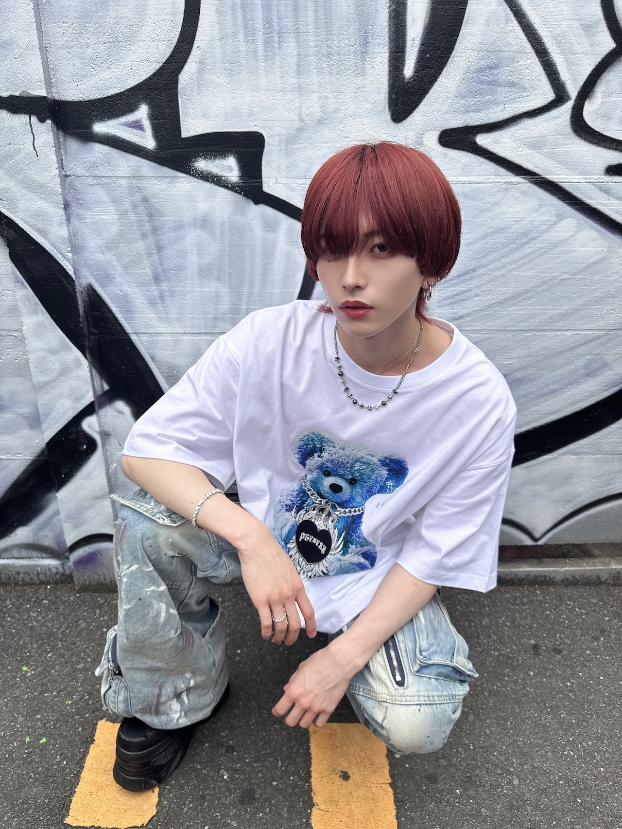 PSYNYXX ハートウィングベアーTシャツ 地雷 サブカル