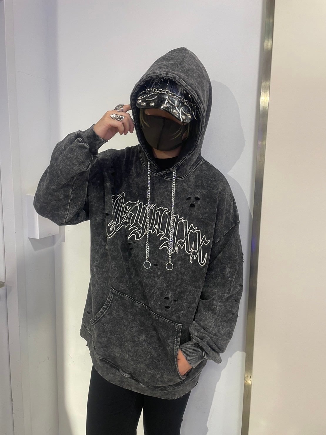 新型PSYNYXXケミカルダメージプルオーバーパーカー