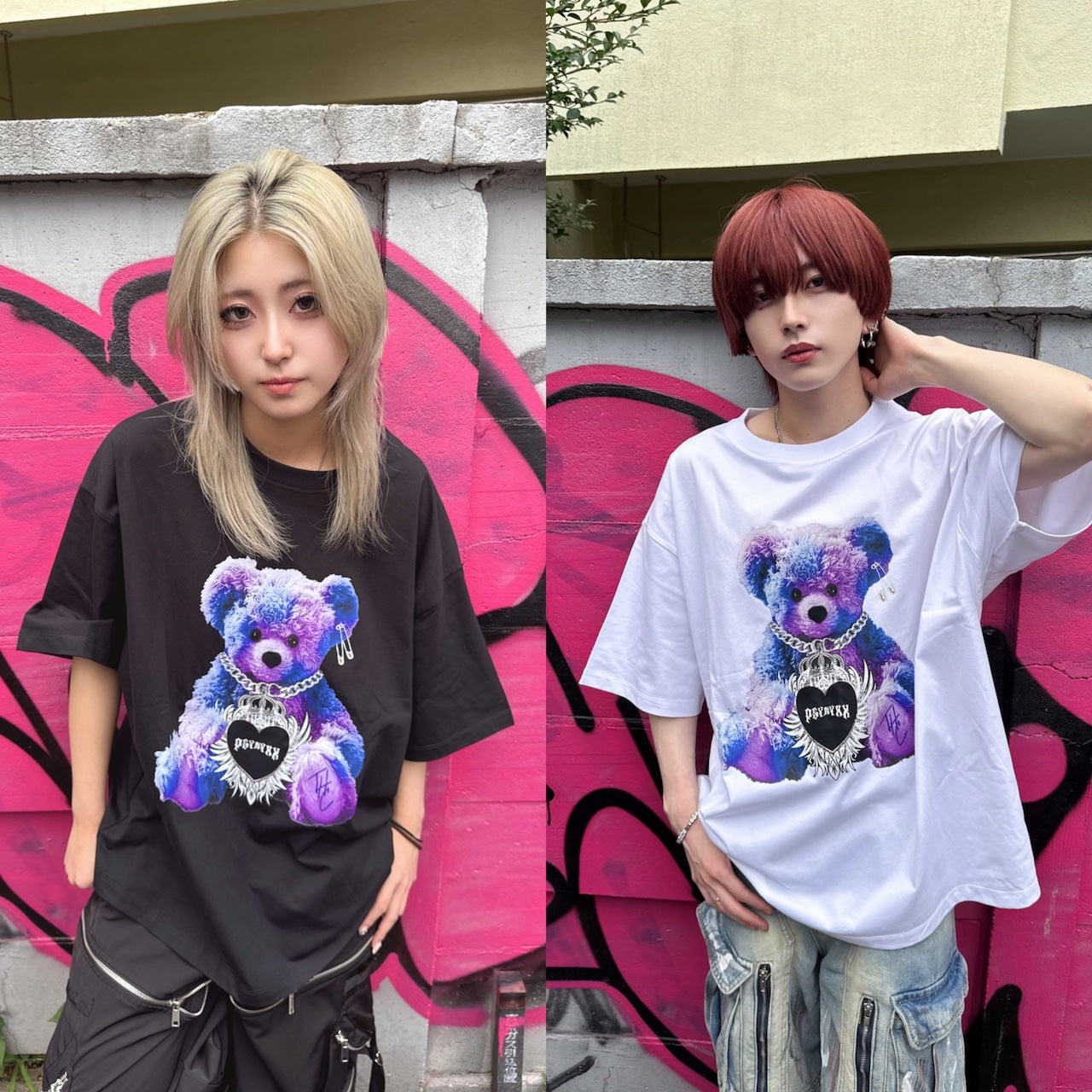 PSYNYXX ハートウィングベアーTシャツ 地雷 サブカル