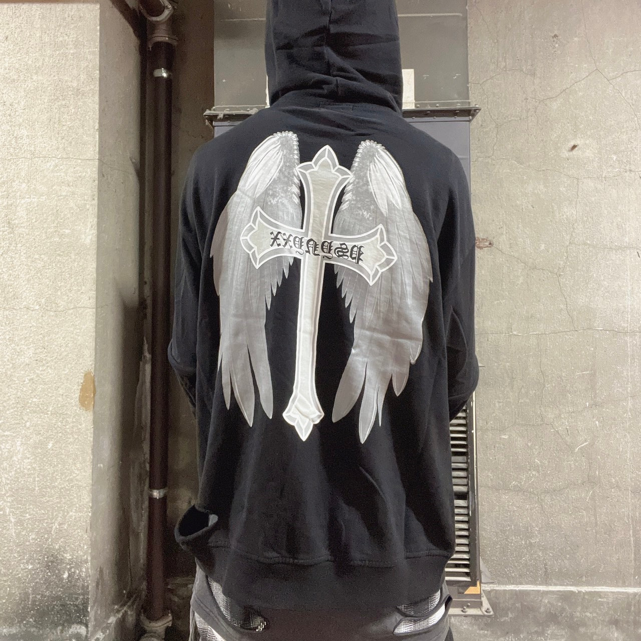 PSYNYXXチェーンクロスダメージパーカー サブカル 地雷 グランジ系