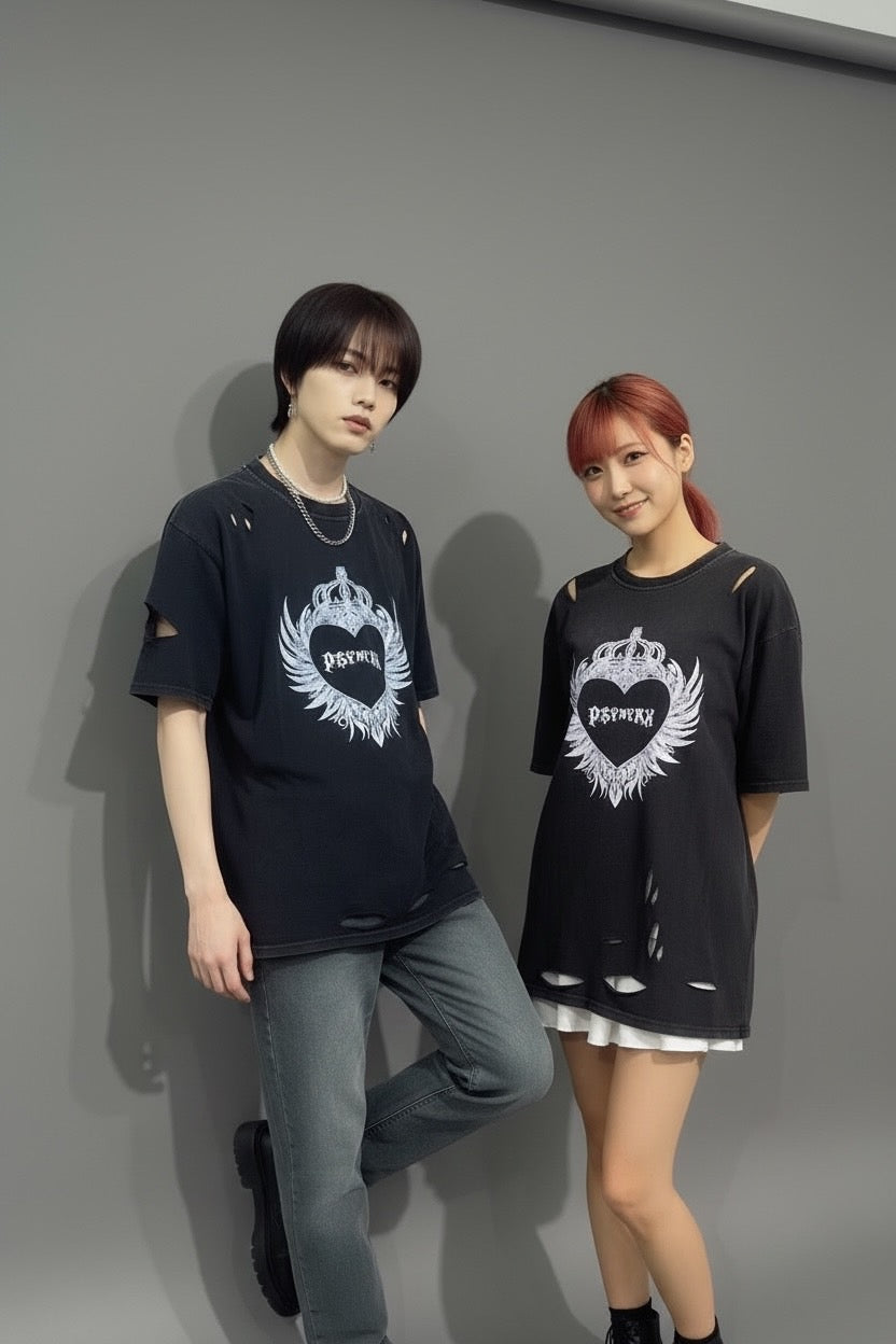 ハートウィングピグメントTシャツ