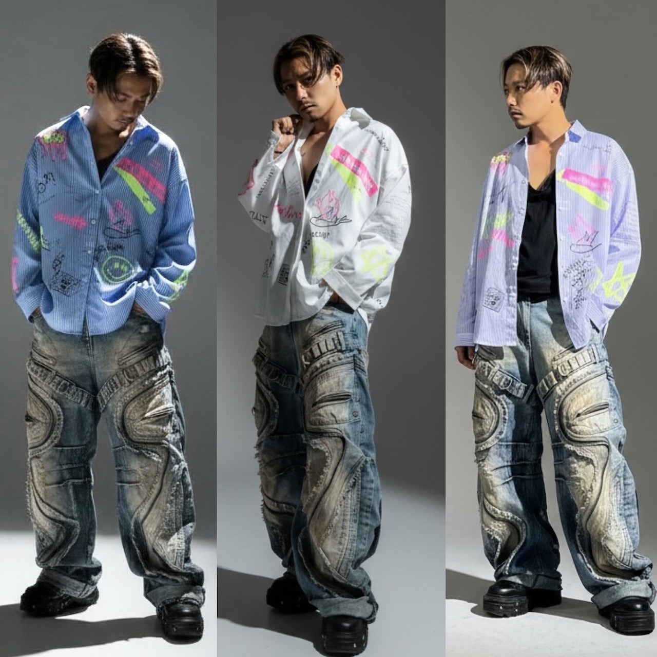 ストライプペイントシャツ