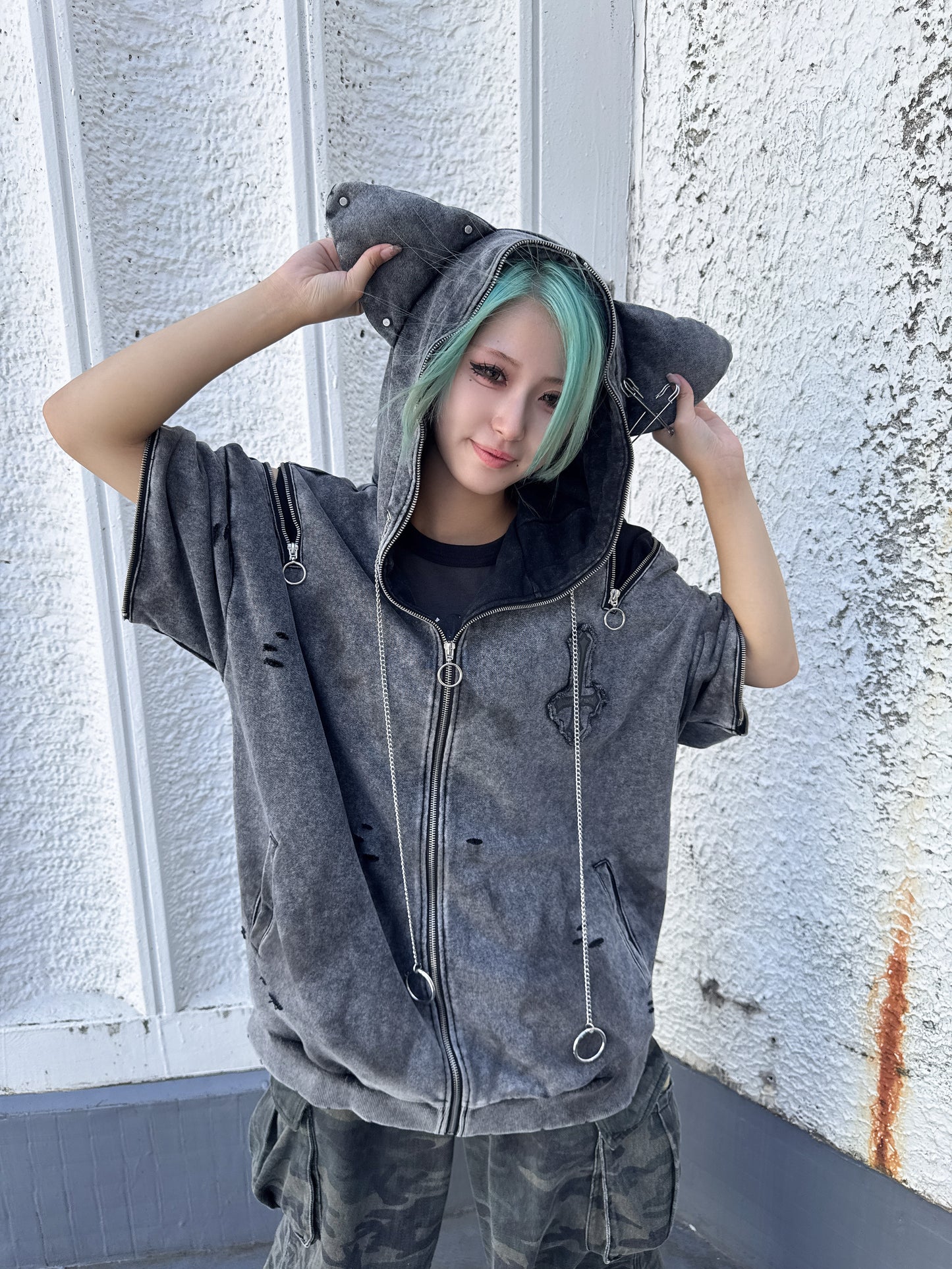 猫耳ピグメントパーカー サブカル サブスト 地雷