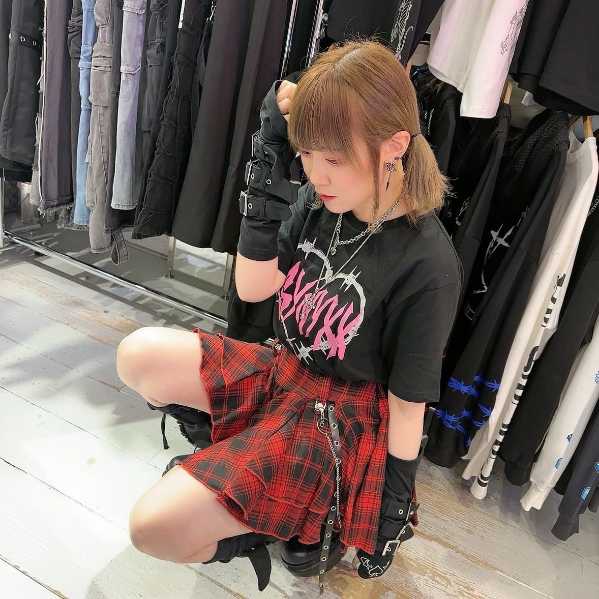 PSYNYXX チェックプリーツスカート