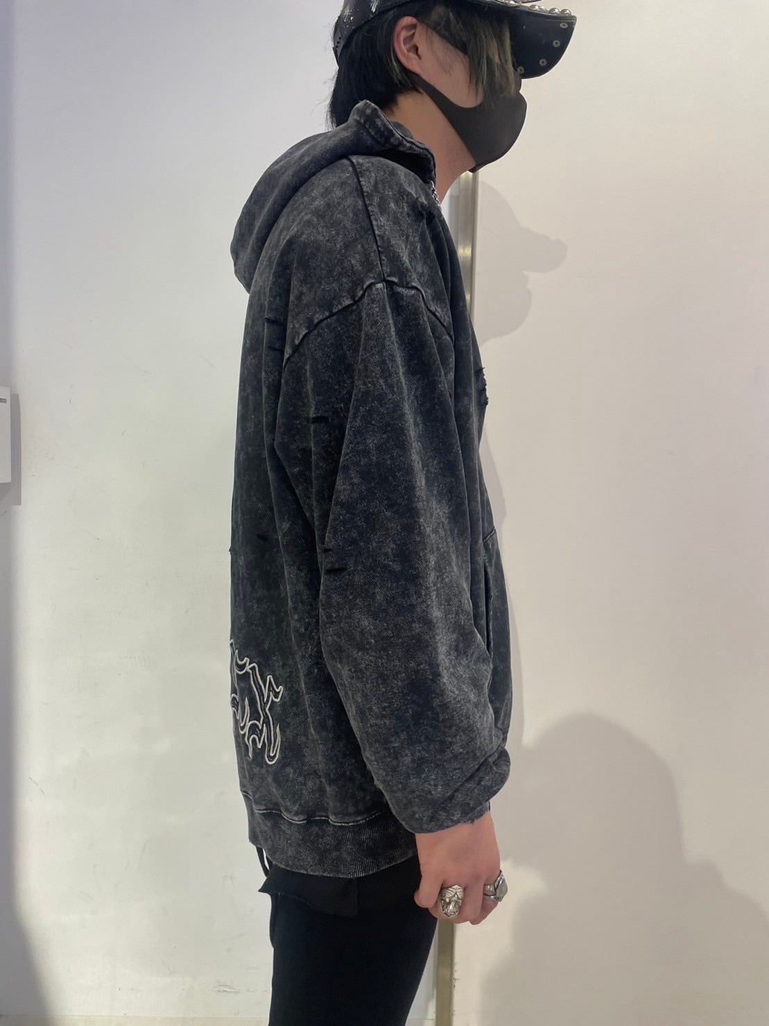 PSYNYXXケミカルダメージZIPパーカー