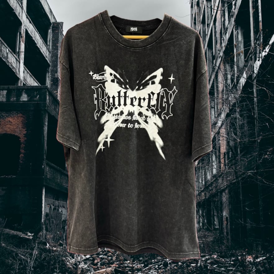 PSYNYXX ピグメントバタフライtshirts