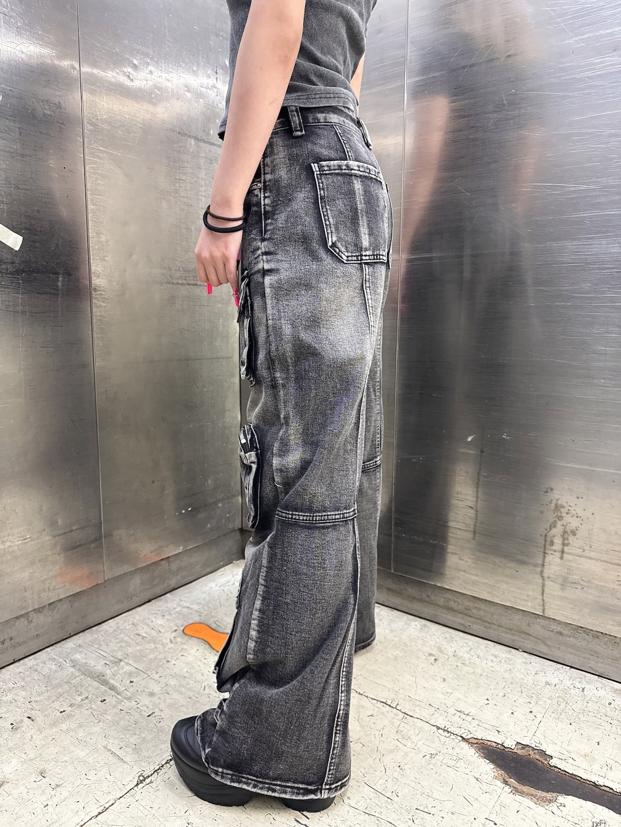 ウォッシュデニムカーゴパンツ サブカル サブスト グランジ