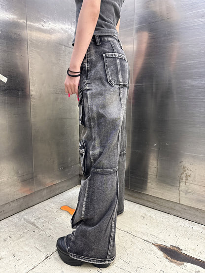 ウォッシュデニムカーゴパンツ サブカル サブスト グランジ