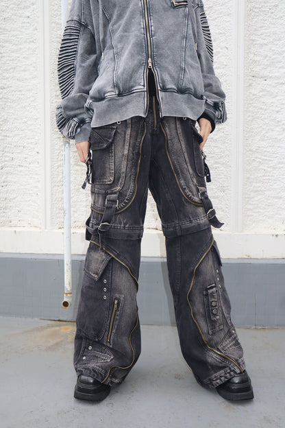 2way デニムZIPカーゴパンツ グランジ サブカル ストリート