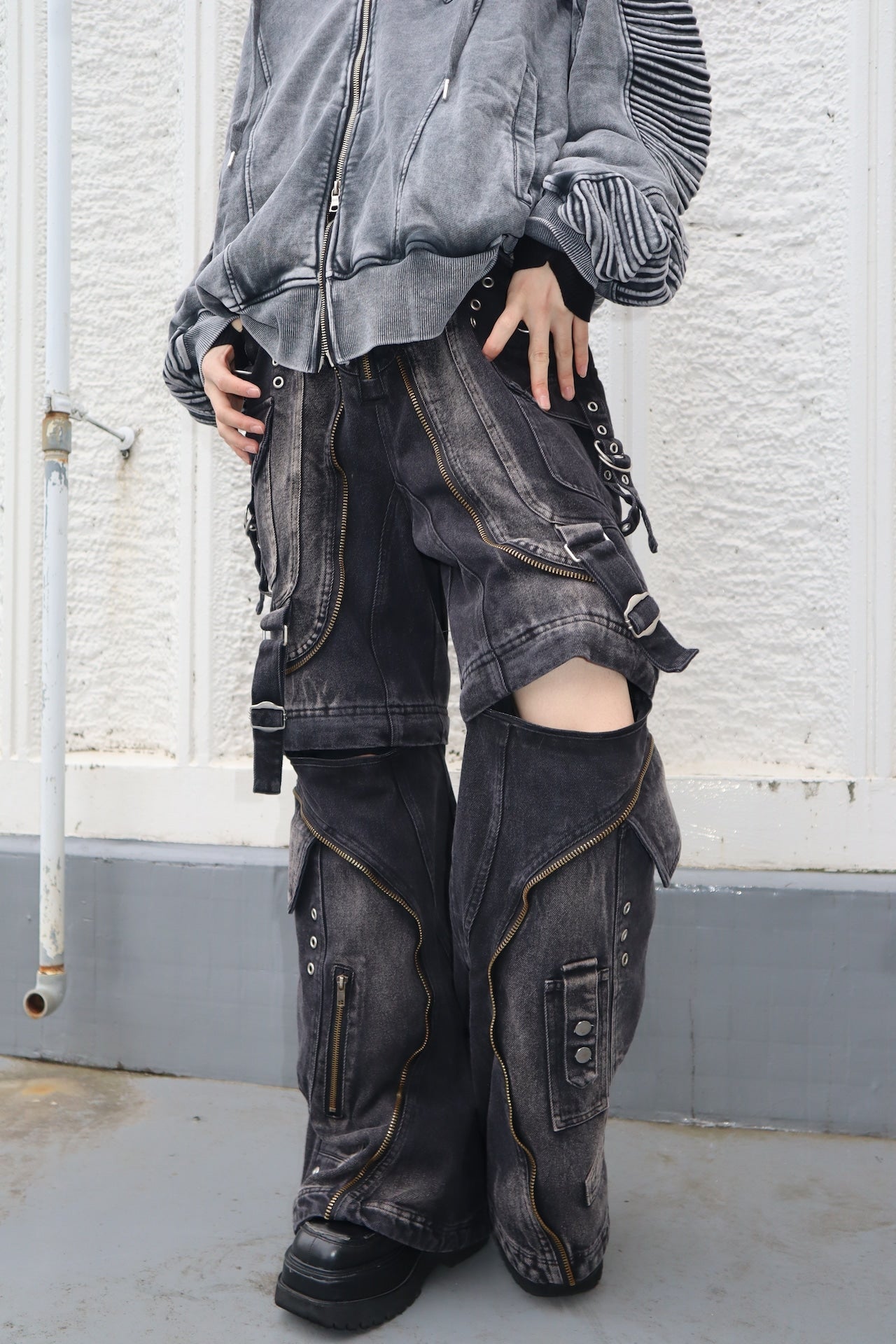 2way デニムZIPカーゴパンツ グランジ サブカル ストリート