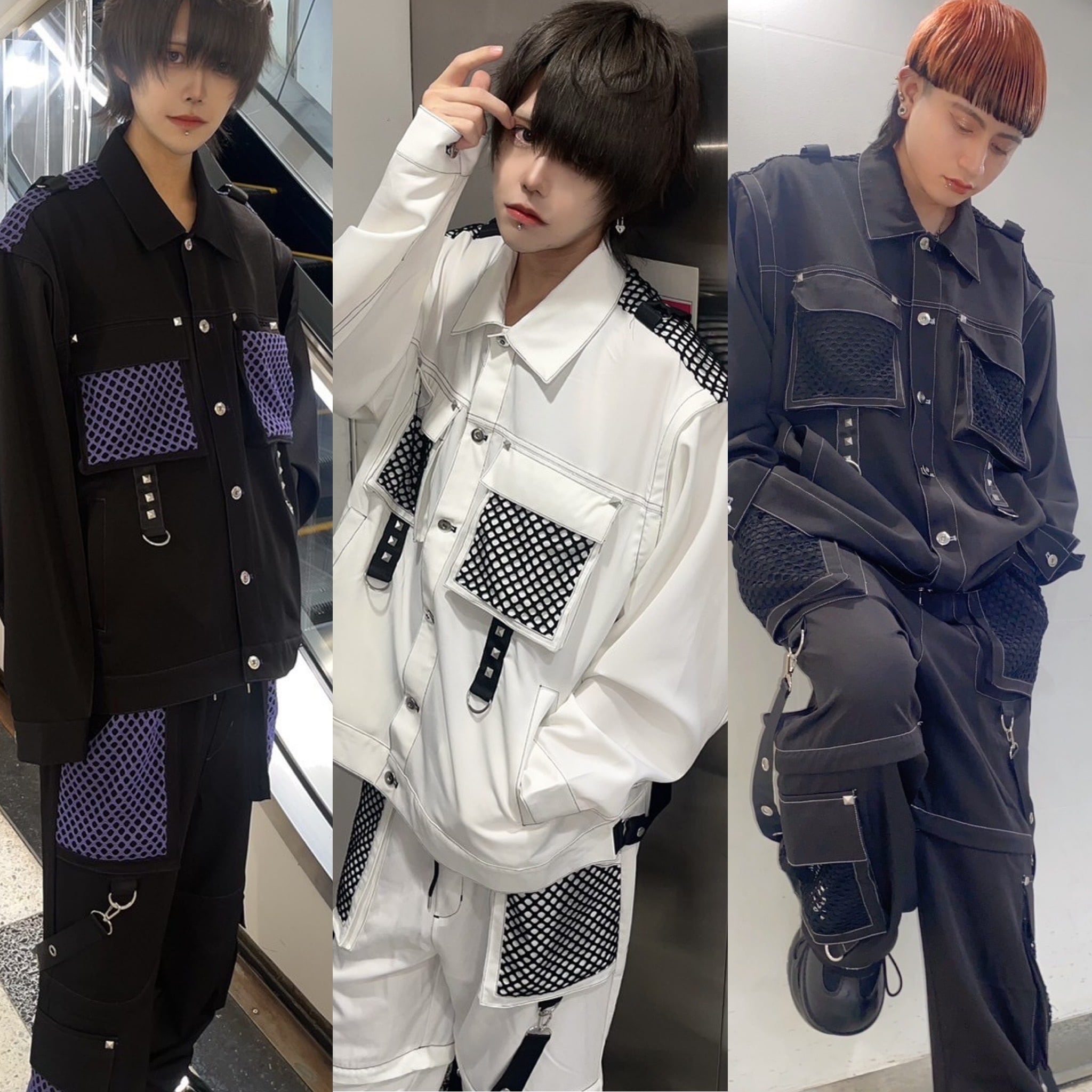 PSYNYXX  メッシュ切替サスペンダージャケットセットアップ