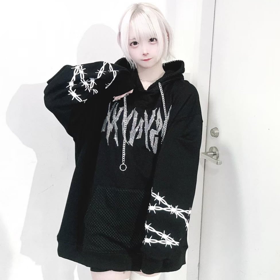 PSYNYXX  メッシュフード魔法陣ラインストーン