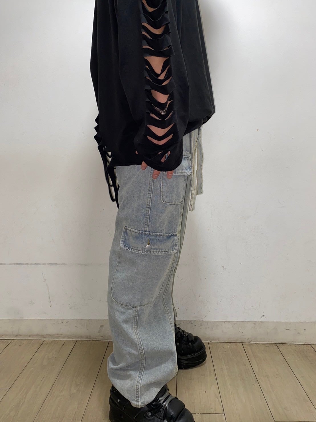 THICC PSYNYXX ワイドデニムカーゴパンツ