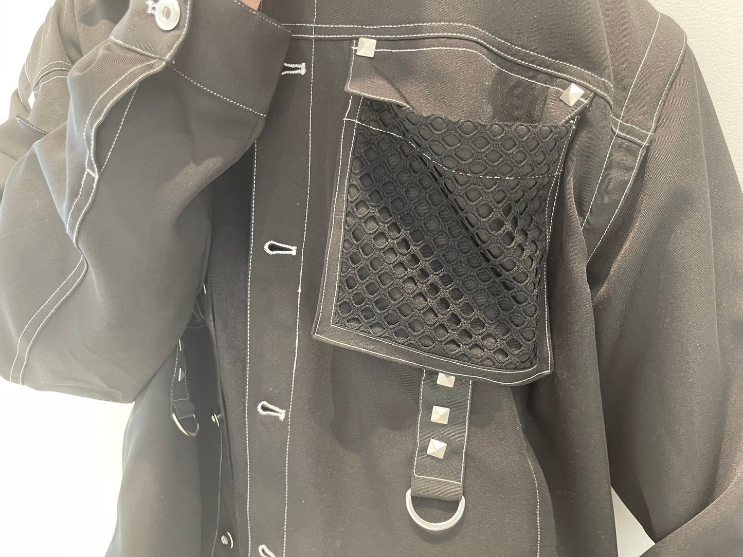 PSYNYXX  メッシュ切替サスペンダージャケットセットアップ