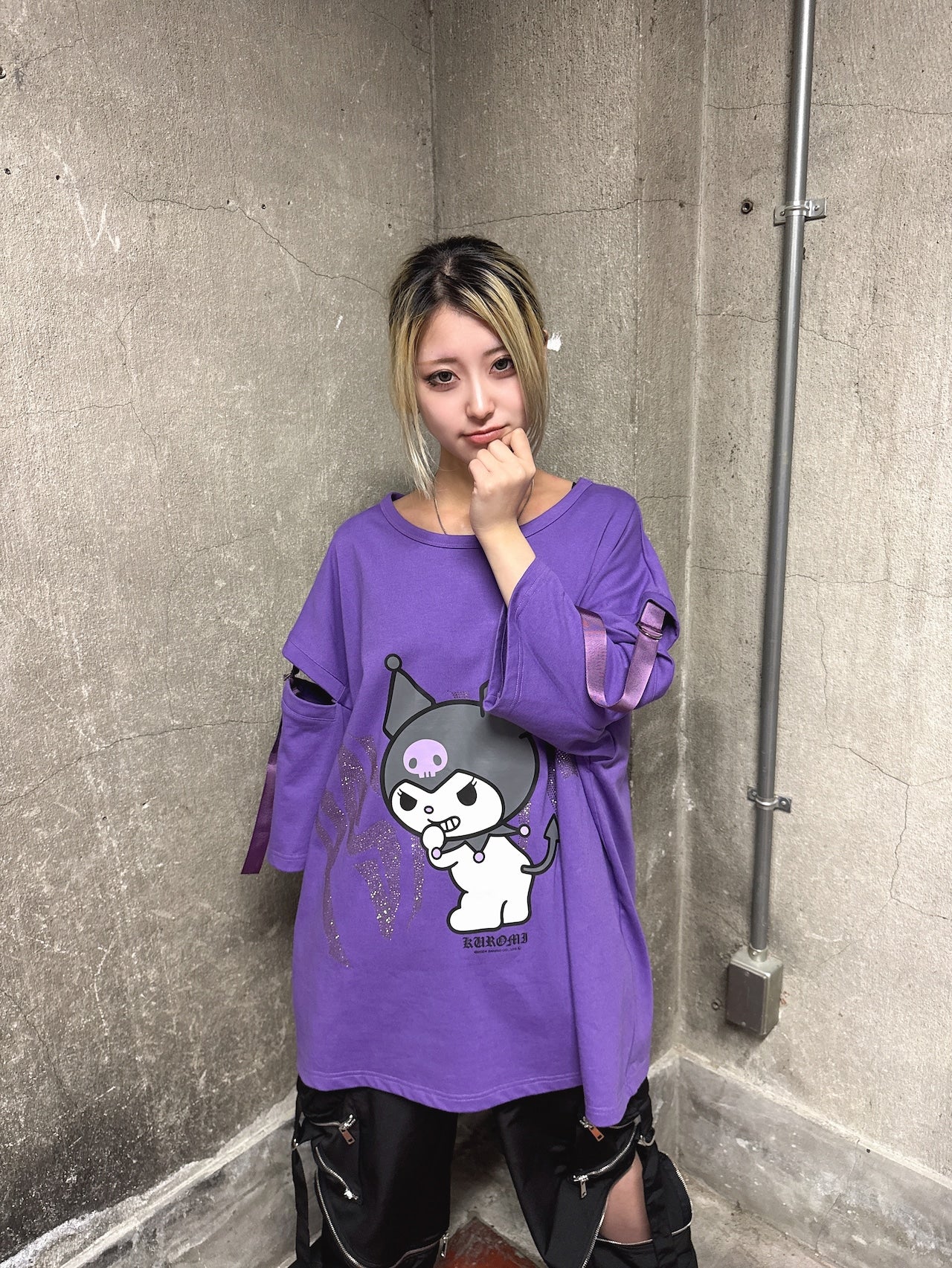 クロミ×PSYNYXXコラボオーバーサイズTシャツ 地雷 サブカル サンリオ