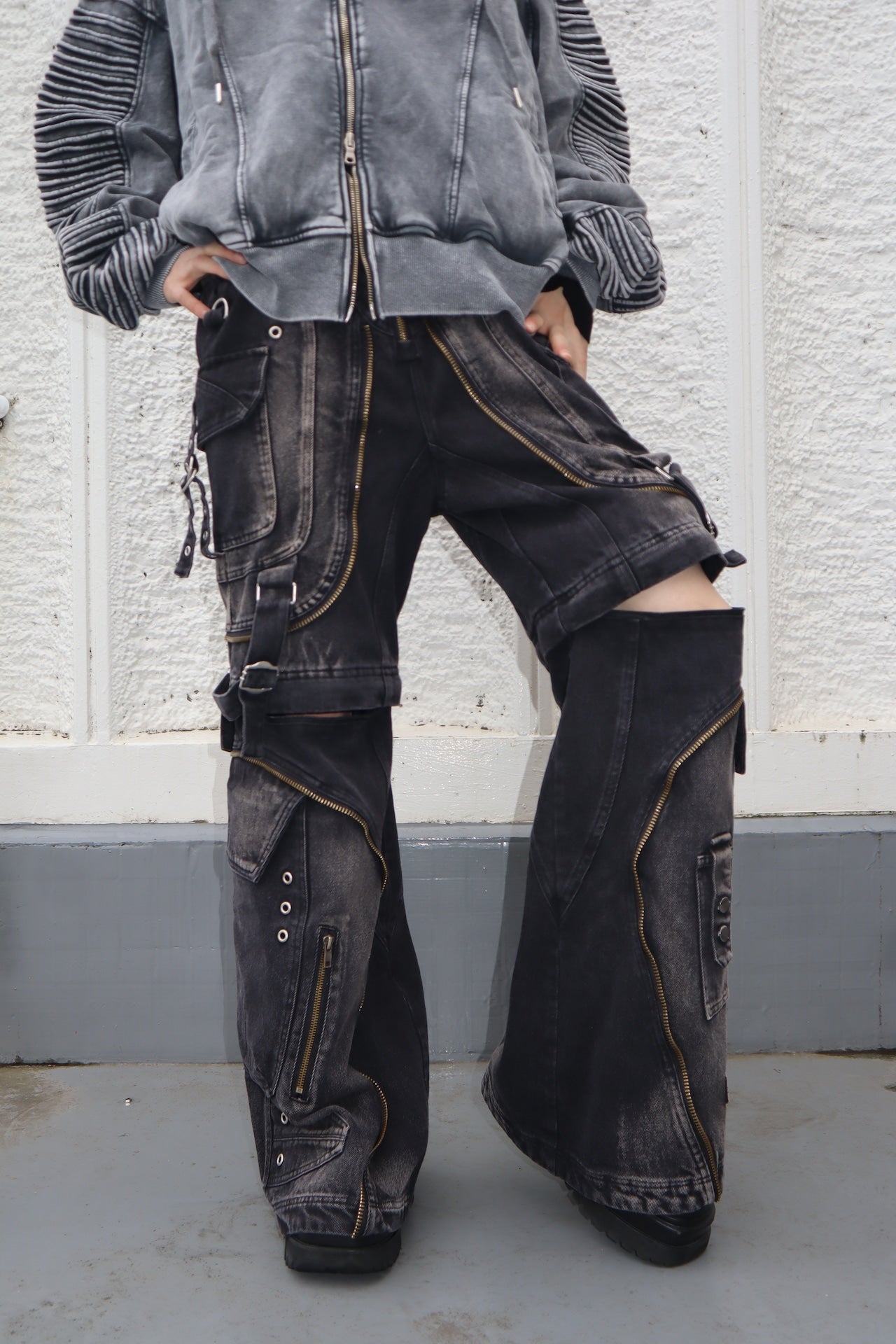 2way デニムZIPカーゴパンツ グランジ サブカル ストリート