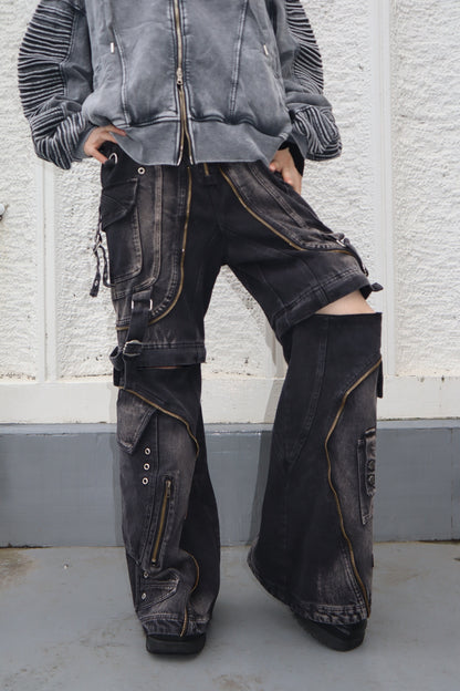 2way デニムZIPカーゴパンツ グランジ サブカル ストリート