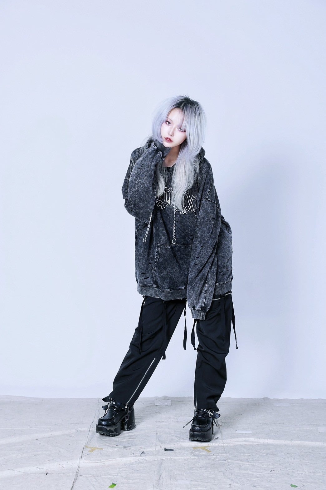新型PSYNYXXケミカルダメージプルオーバーパーカー