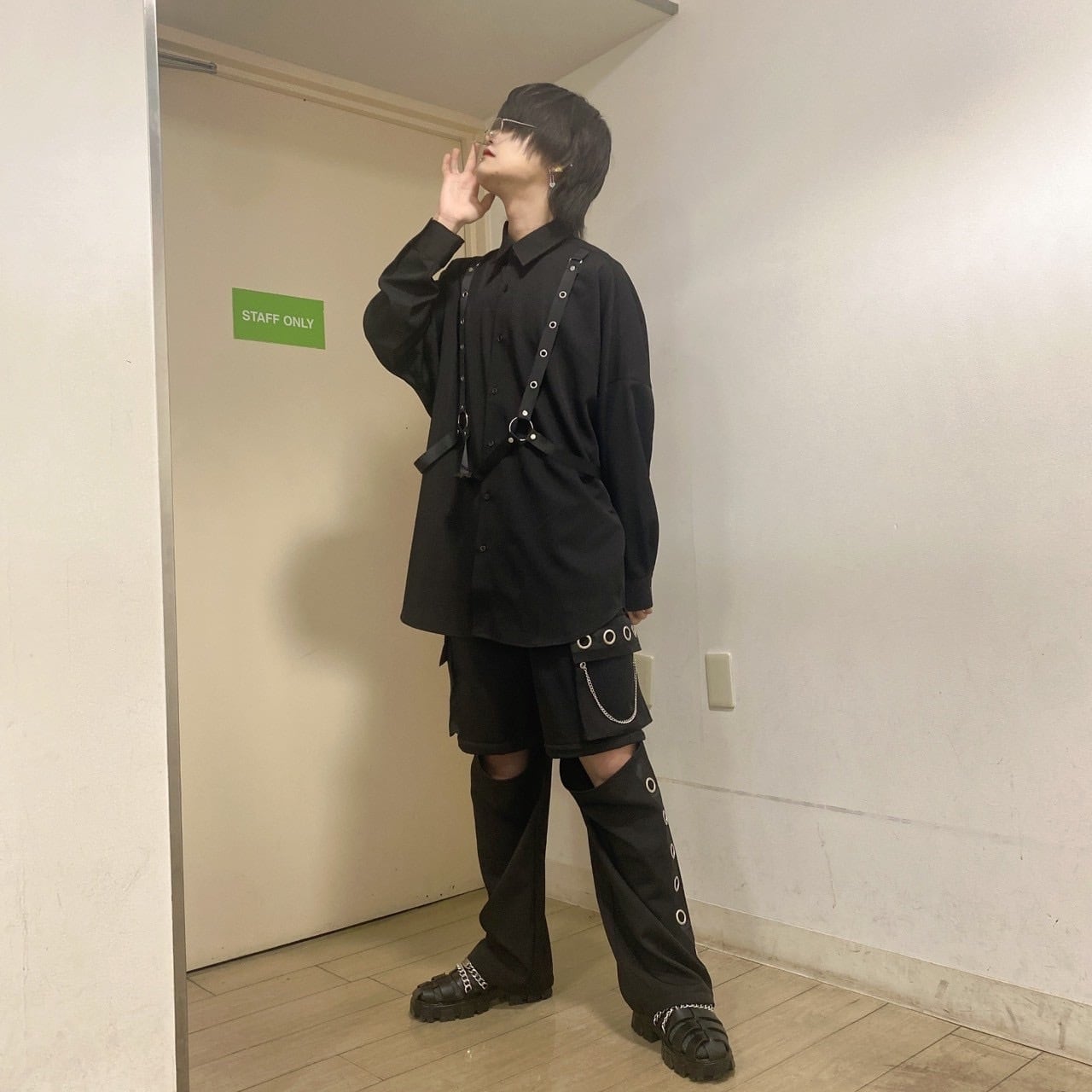 PSYNYXX 膝ジップチェーンカーゴパンツ
