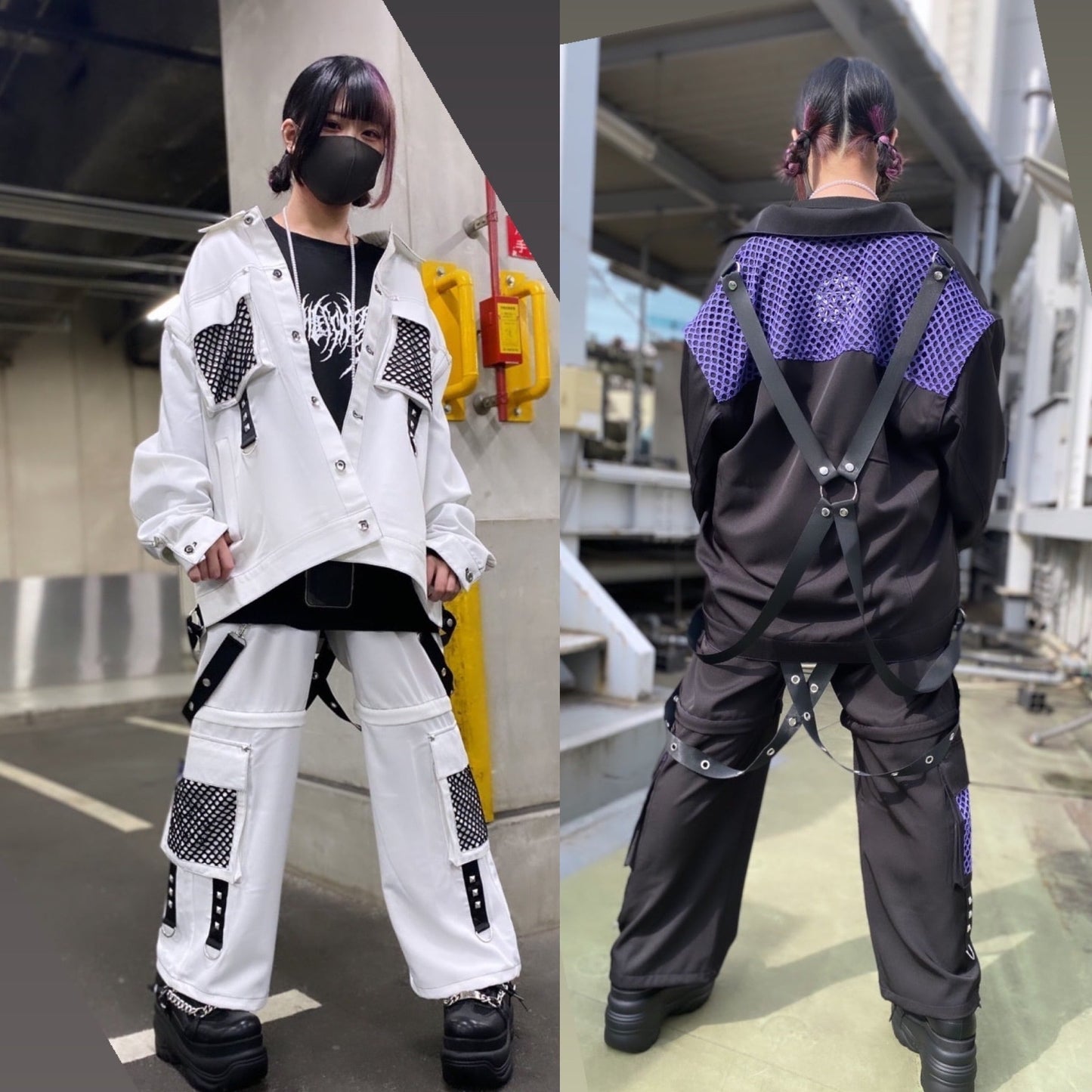PSYNYXX  メッシュ切替サスペンダージャケットセットアップ