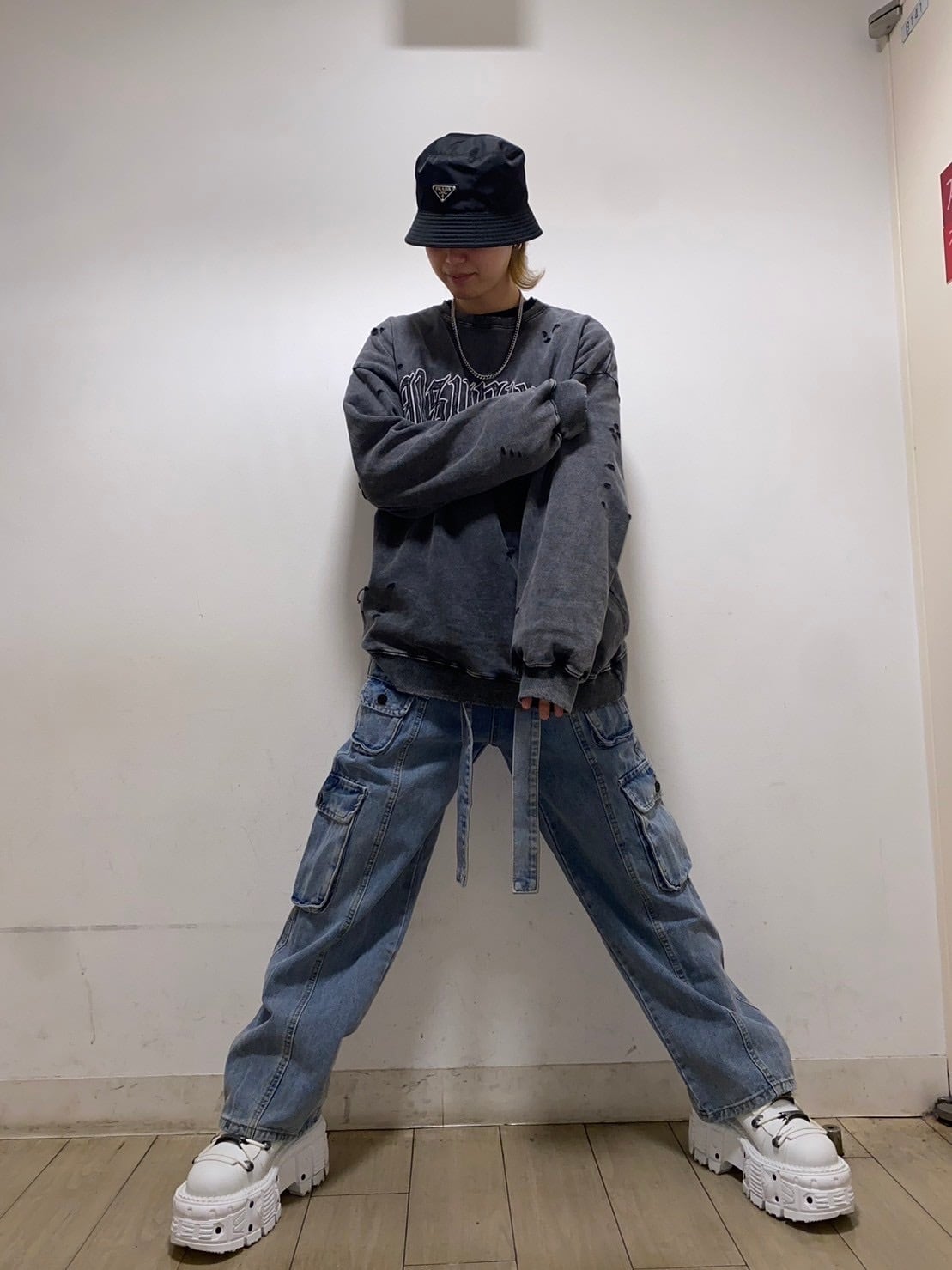 THICC PSYNYXX ワイドデニムカーゴパンツ