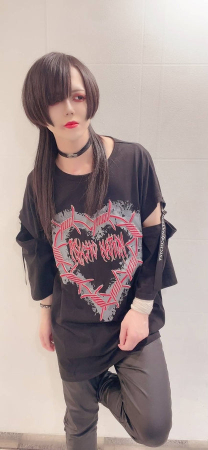 PSYNYXX SELECT ハート有刺鉄線Tシャツ