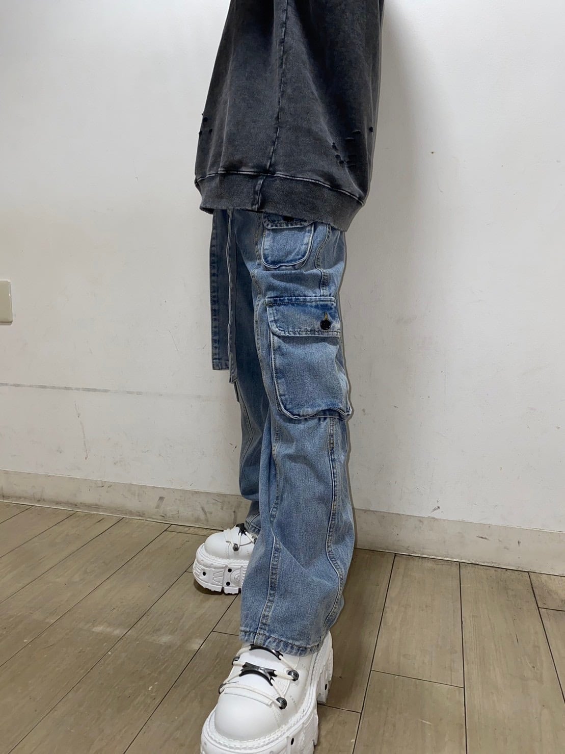 THICC PSYNYXX ワイドデニムカーゴパンツ