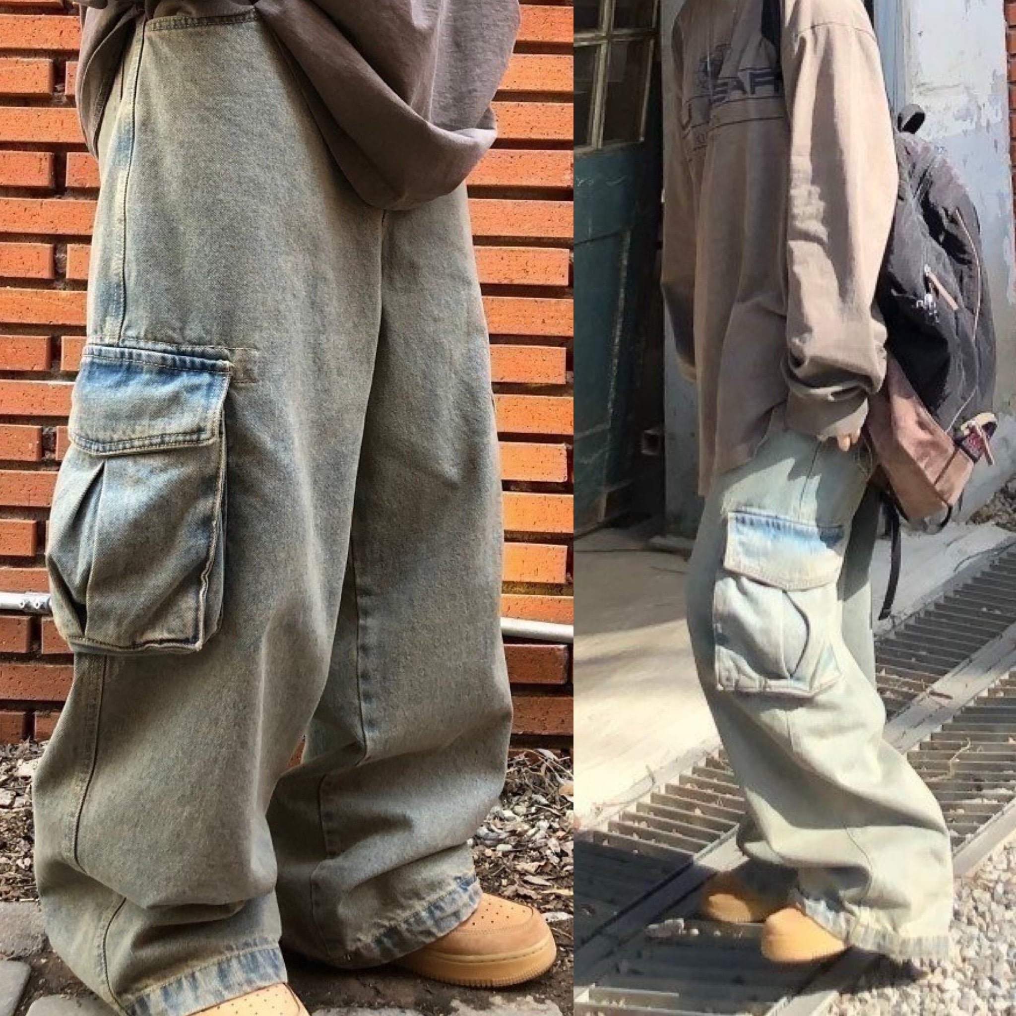 PSYNYXXセレクト　ワイドデニムカーゴパンツ