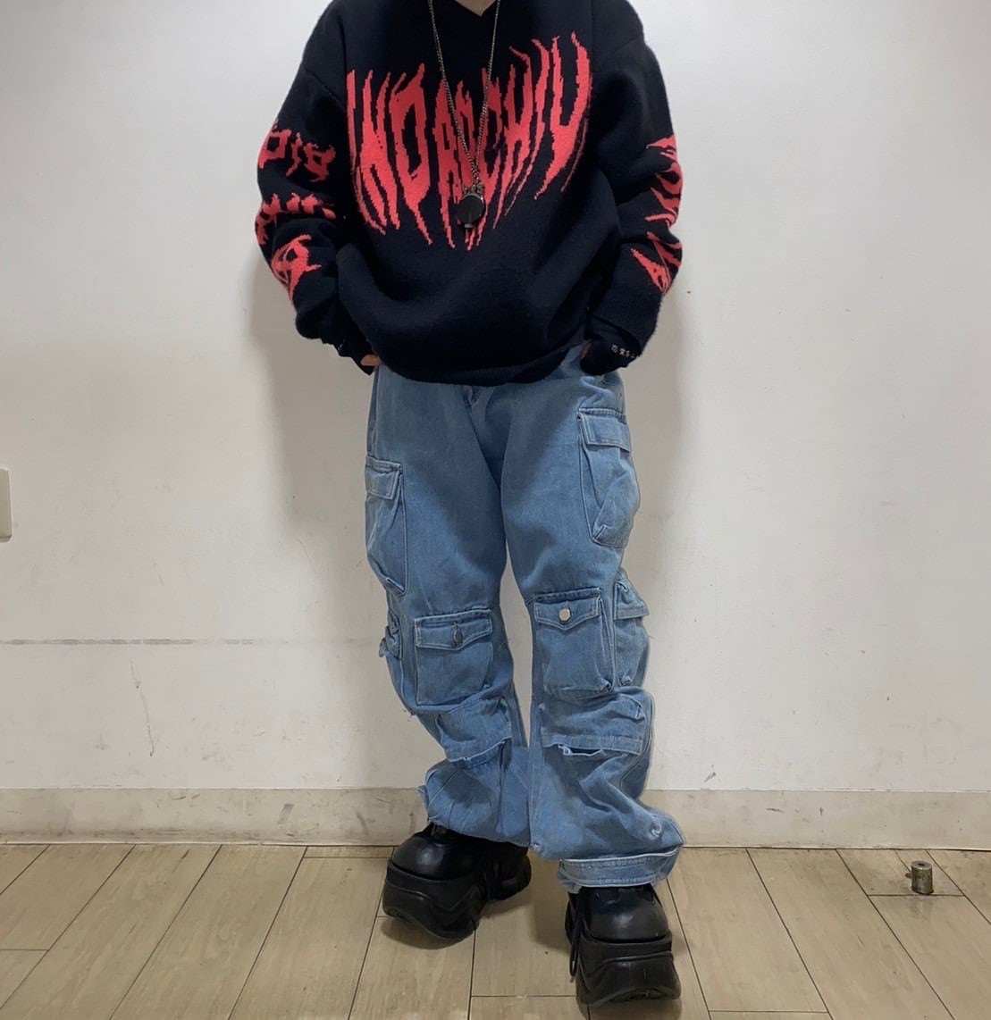 PSYNYXX セレクト　ワイドデニムパンツ