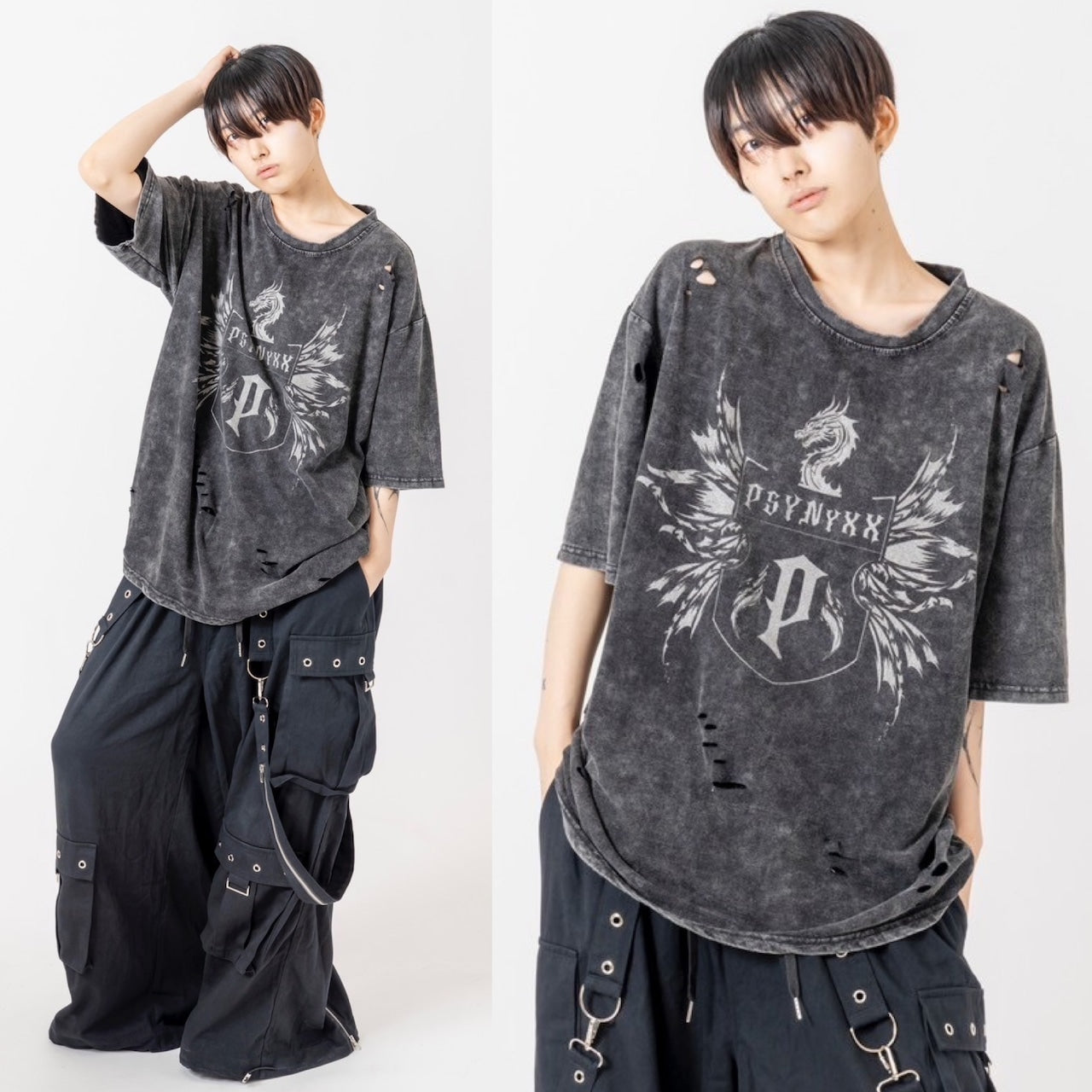 PSYNYXX ピグメントドラゴンTEE　サブスト　サブジラ　グランジ