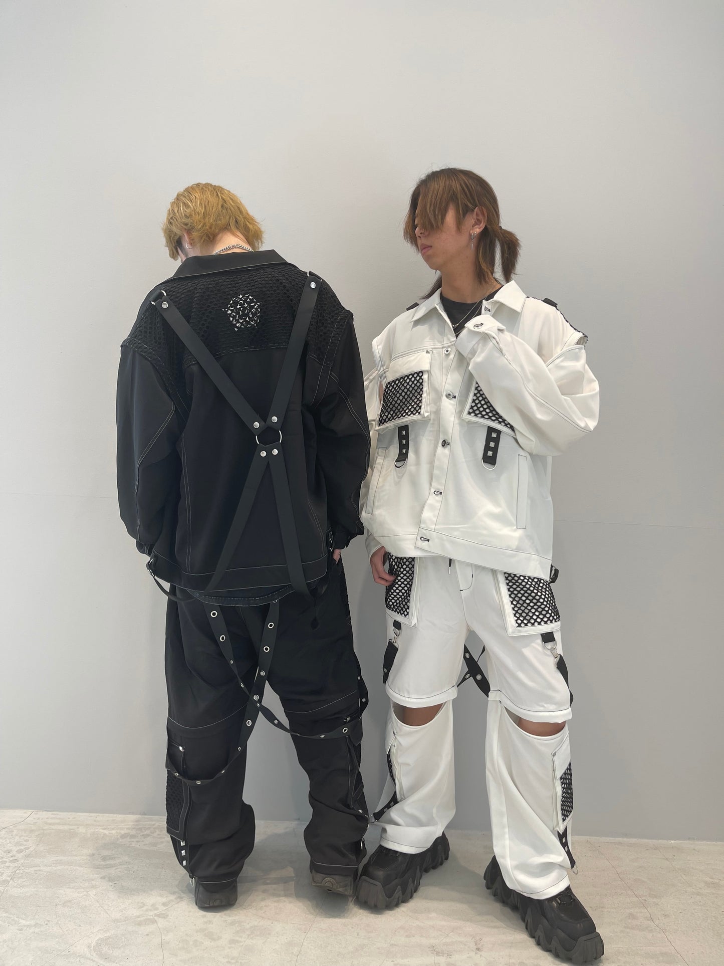 PSYNYXX  メッシュ切替サスペンダージャケットセットアップ