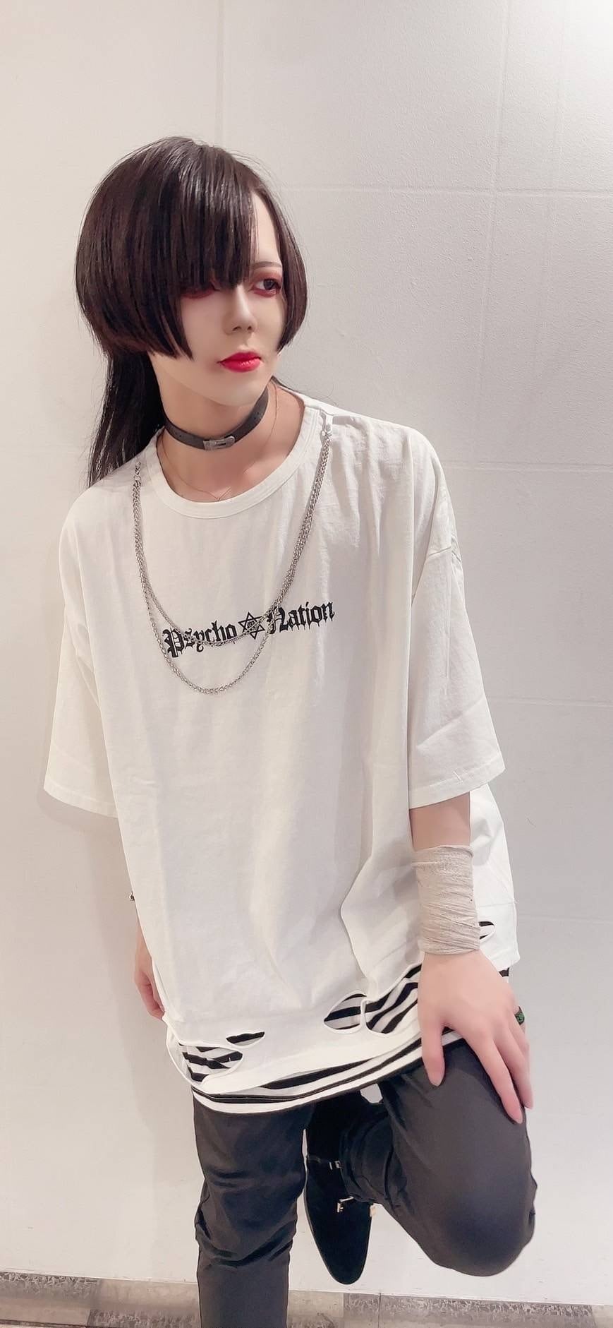 PSYNYXX SELECT チェーン付きレイヤードカットソー