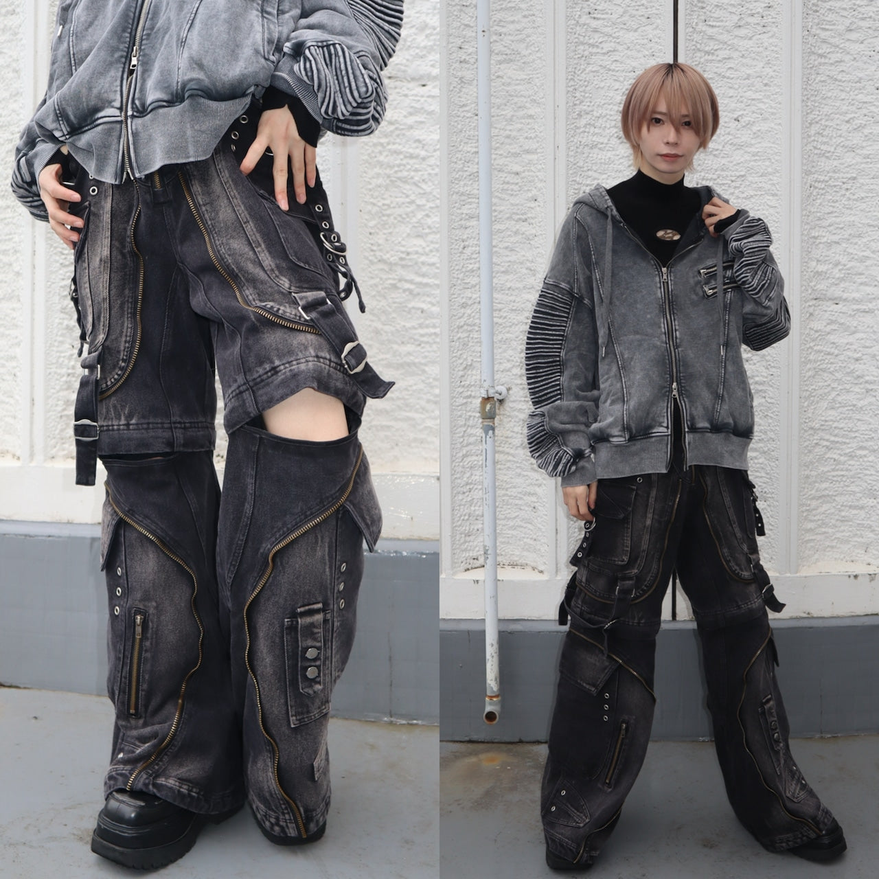 2way デニムZIPカーゴパンツ グランジ サブカル ストリート