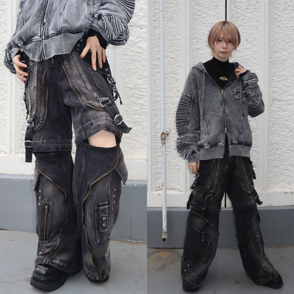2way デニムZIPカーゴパンツ グランジ サブカル ストリート