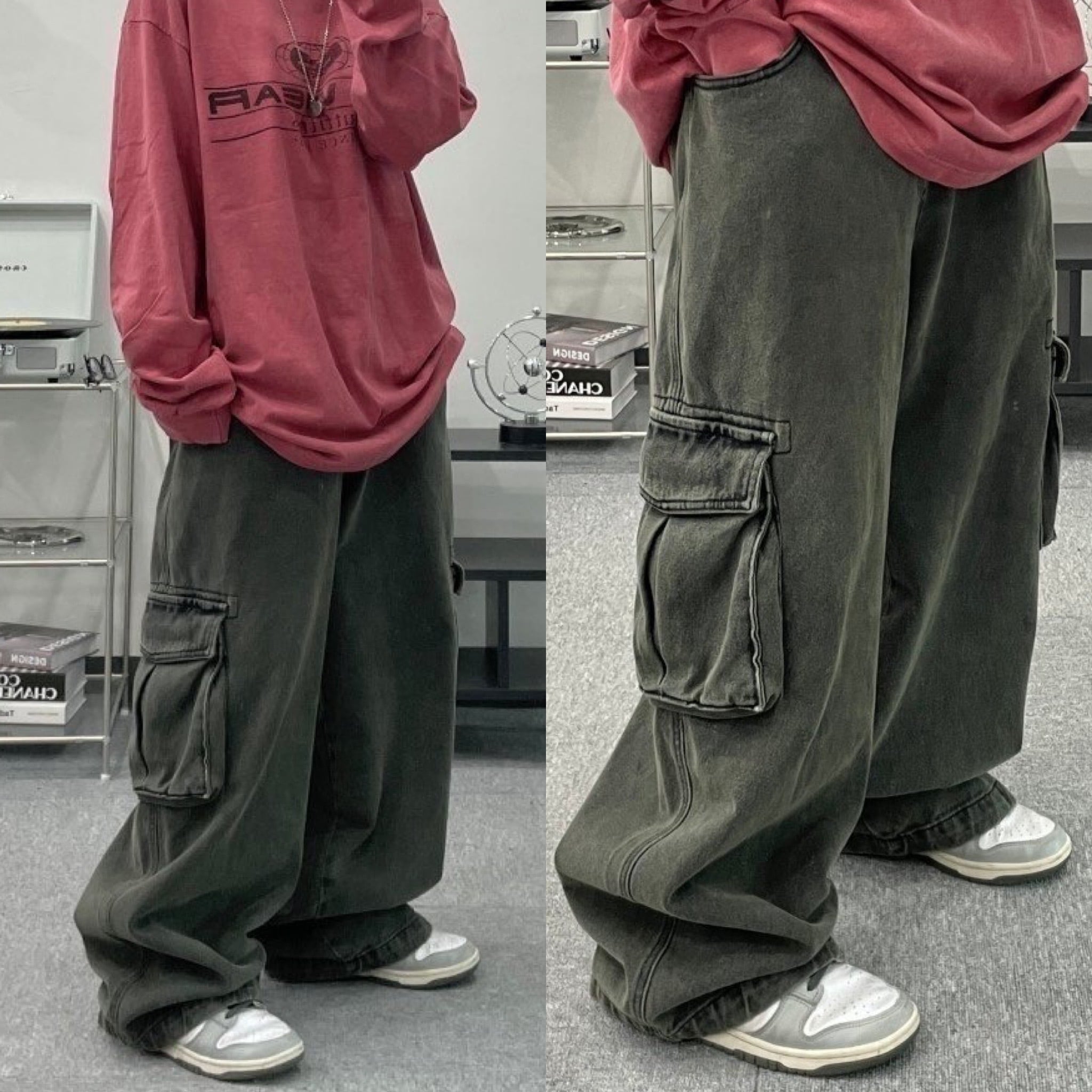 PSYNYXXセレクト　ワイドデニムカーゴパンツ