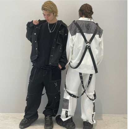 PSYNYXX  メッシュ切替サスペンダージャケットセットアップ