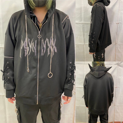 PSYNYXXツノラインストーンパーカー