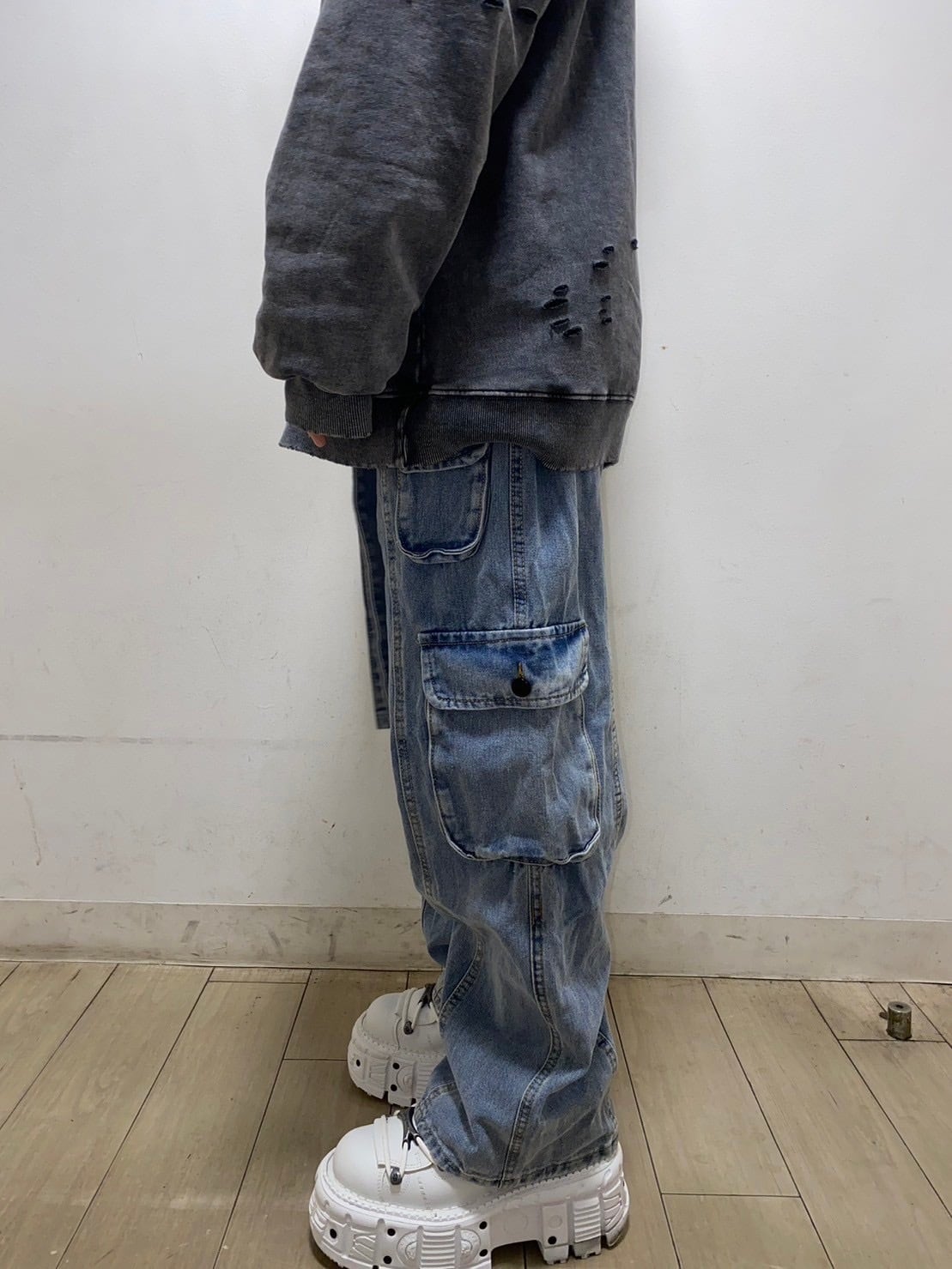 THICC PSYNYXX ワイドデニムカーゴパンツ