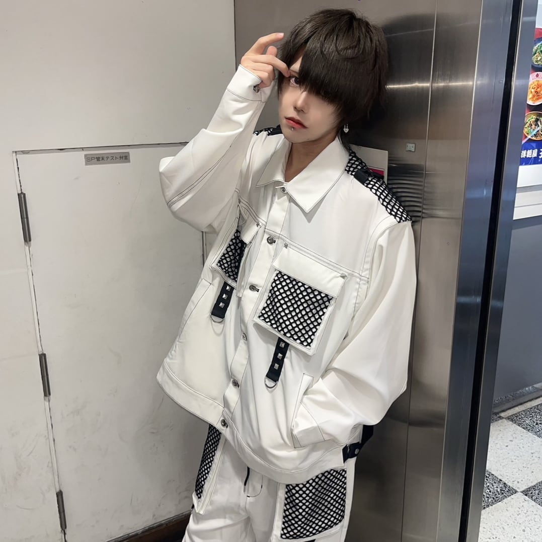 PSYNYXX  メッシュ切替サスペンダージャケットセットアップ