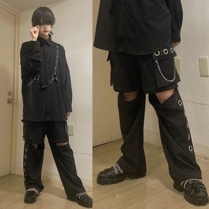 PSYNYXX 膝ジップチェーンカーゴパンツ