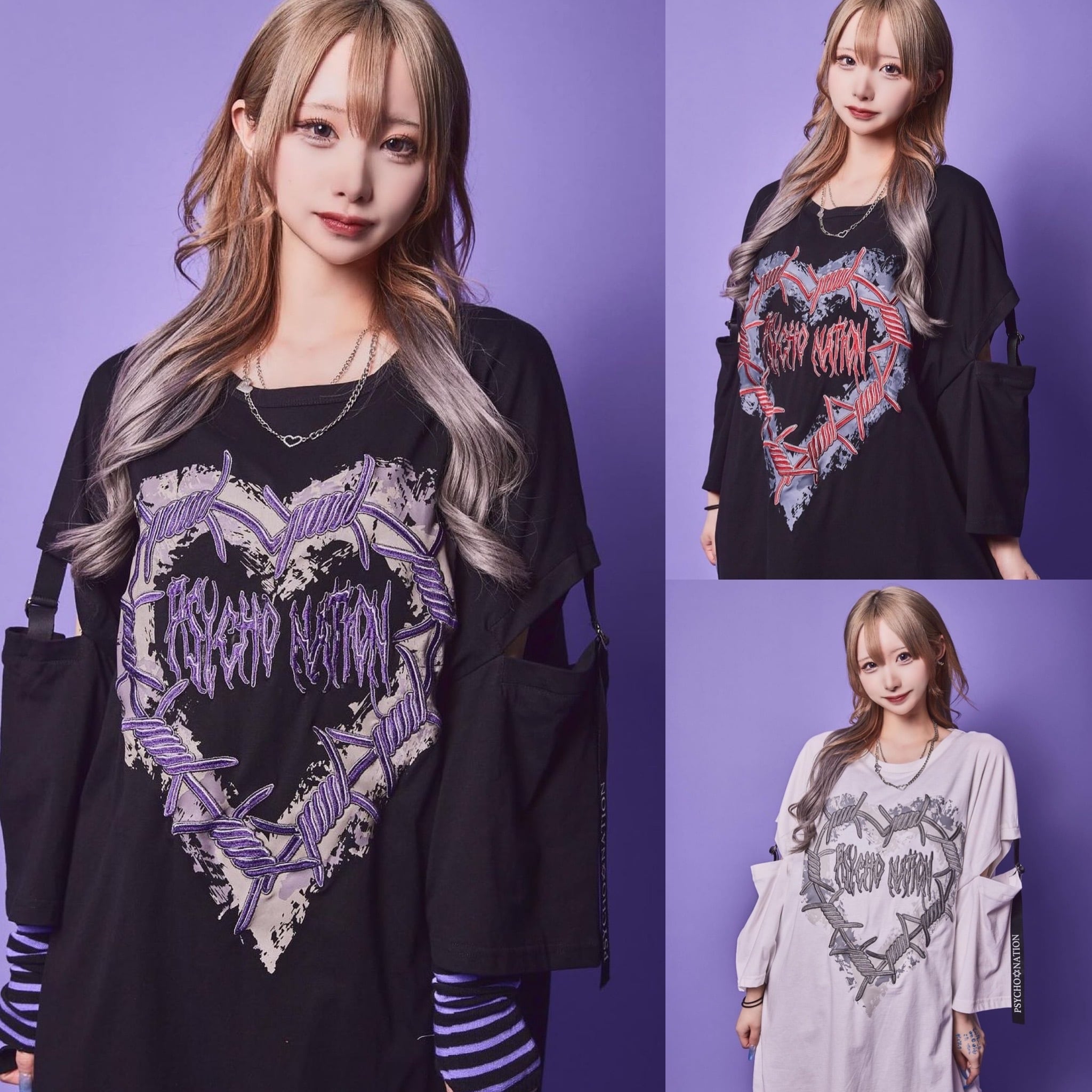 PSYNYXX SELECT ハート有刺鉄線Tシャツ