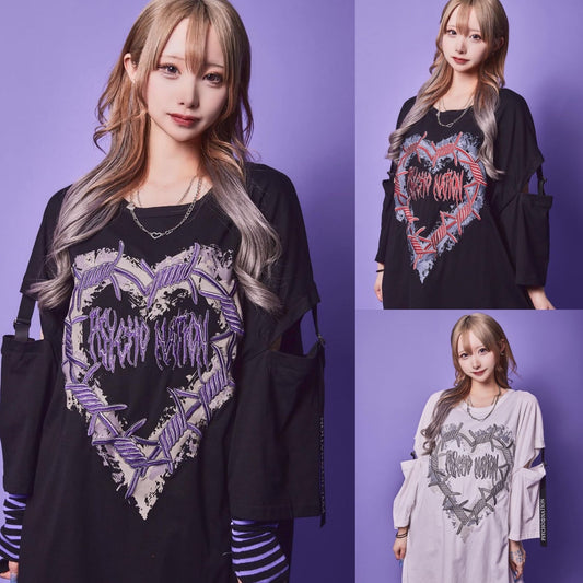 PSYNYXX SELECT ハート有刺鉄線Tシャツ