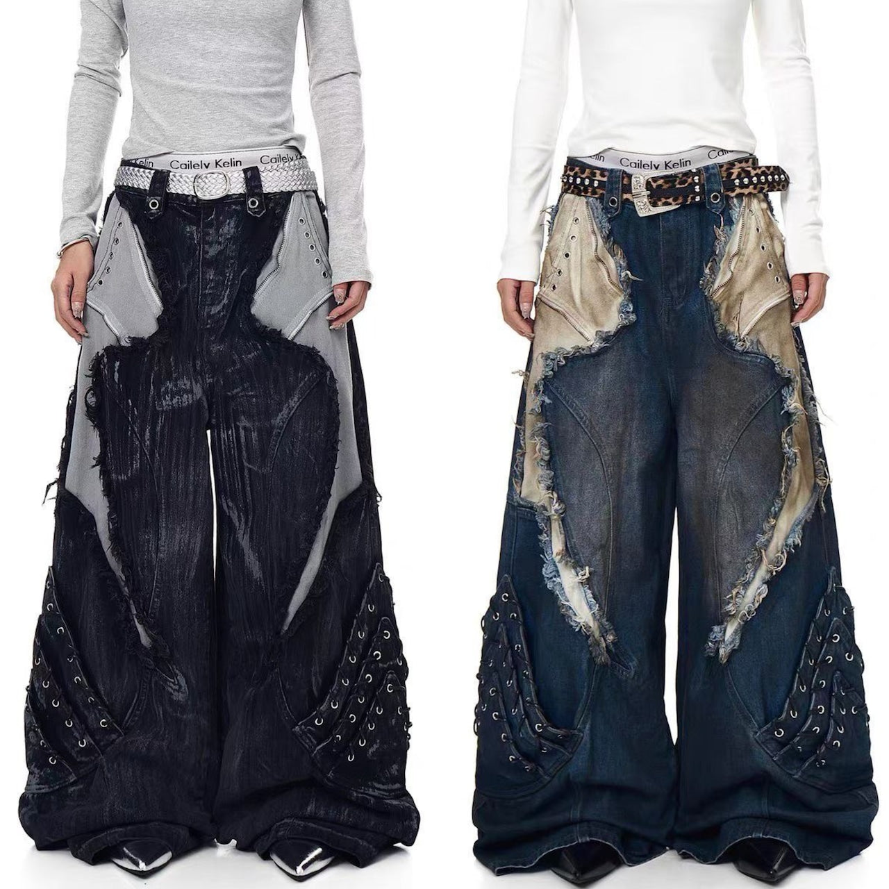 BARCON レースアップワイドパンツ グランジ ストリート