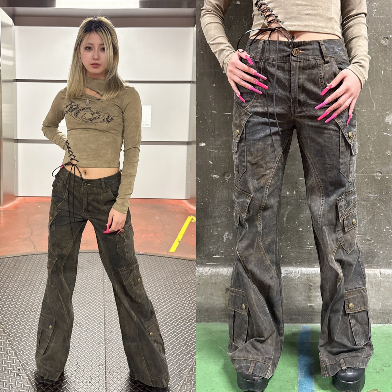アーマーギアカーゴパンツ ストリート グランジ