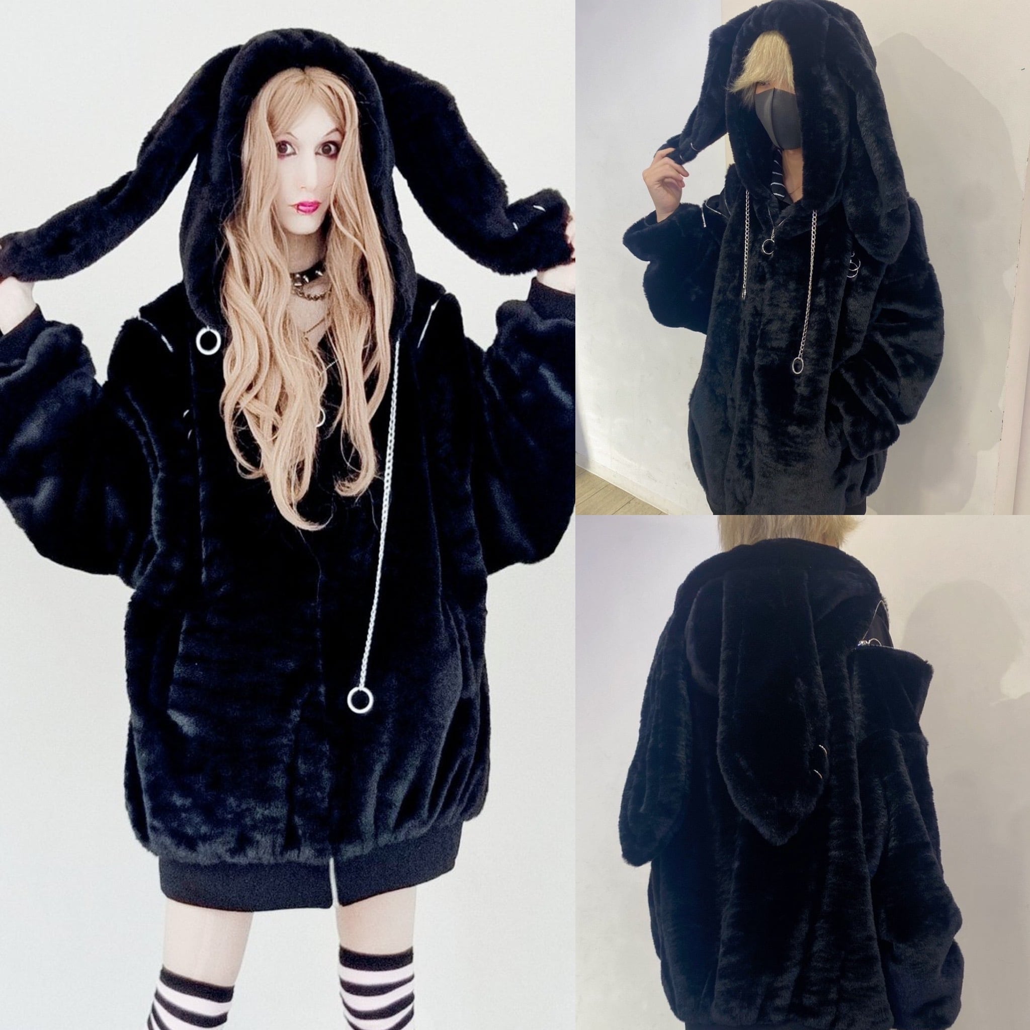 PSYNYXX THICC High Quality Bunny Ear Fur Blouson