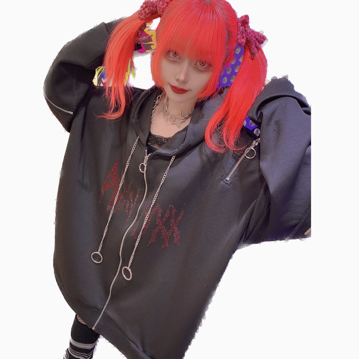 PSYNYXXツノラインストーンパーカー