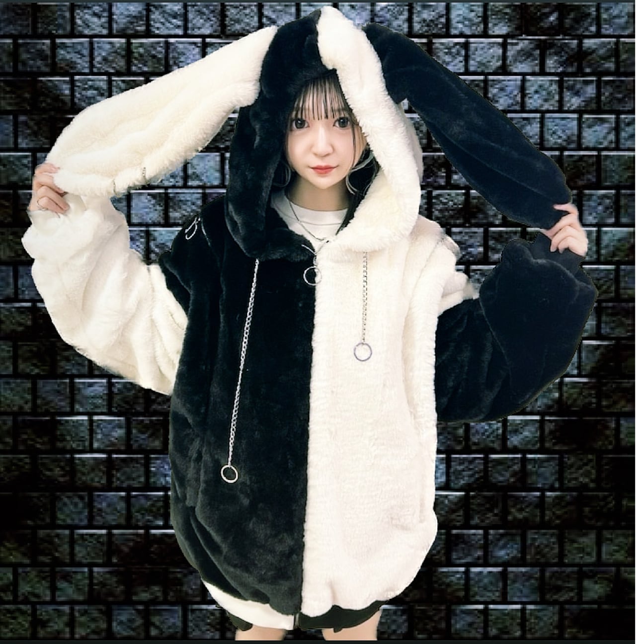 PSYNYXX THICC High Quality Bunny Ear Fur Blouson