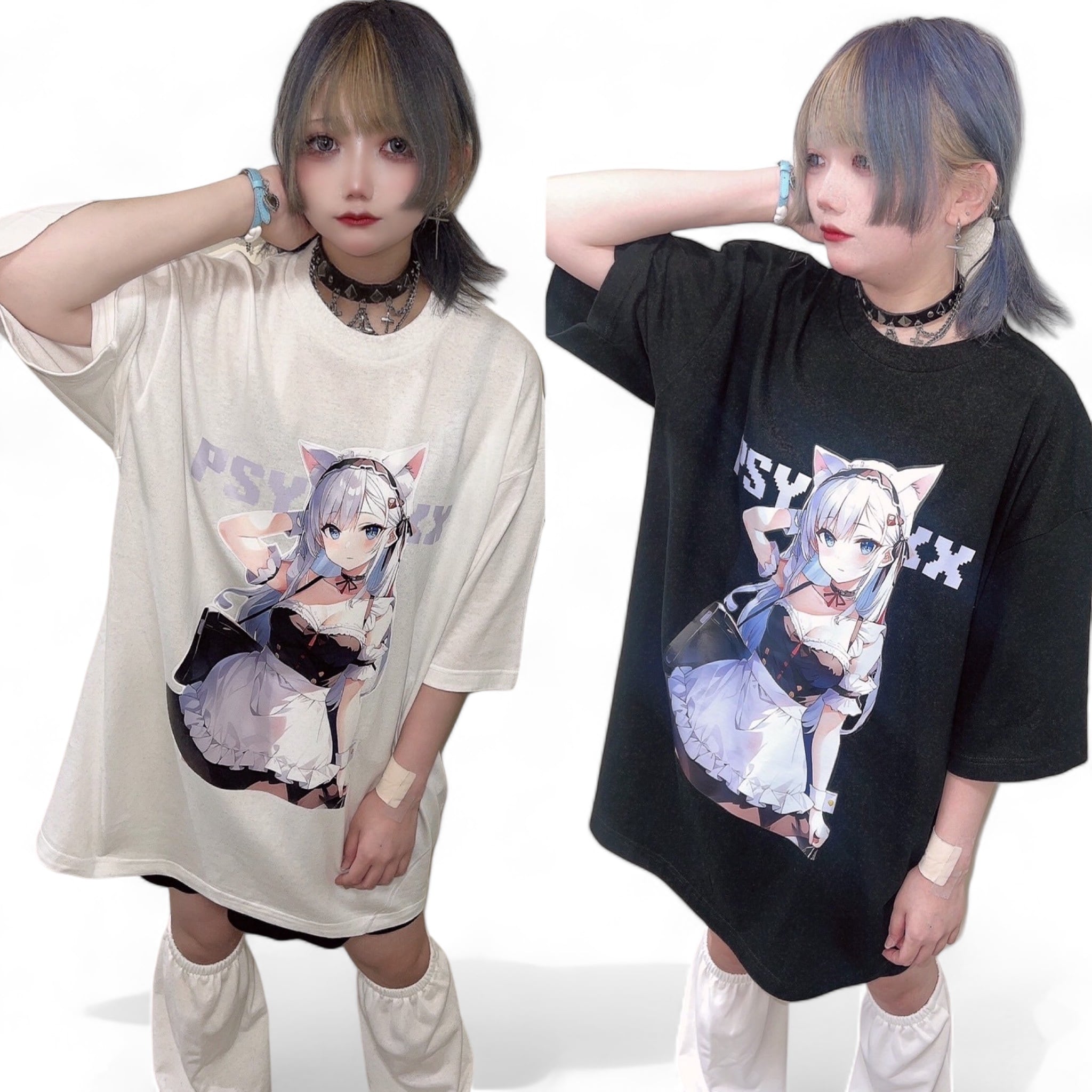 PSYNYXX 猫耳メイドガールtshirts