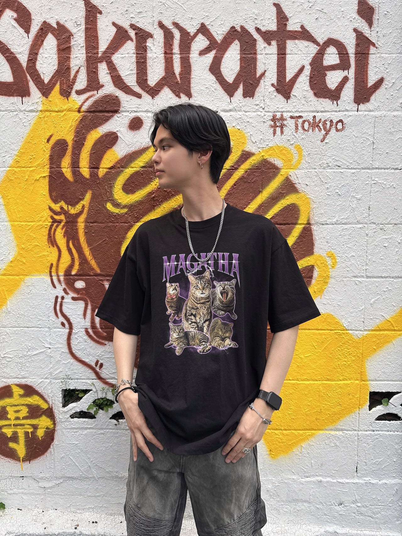 キジトラキャットTシャツ サブカル サブスト